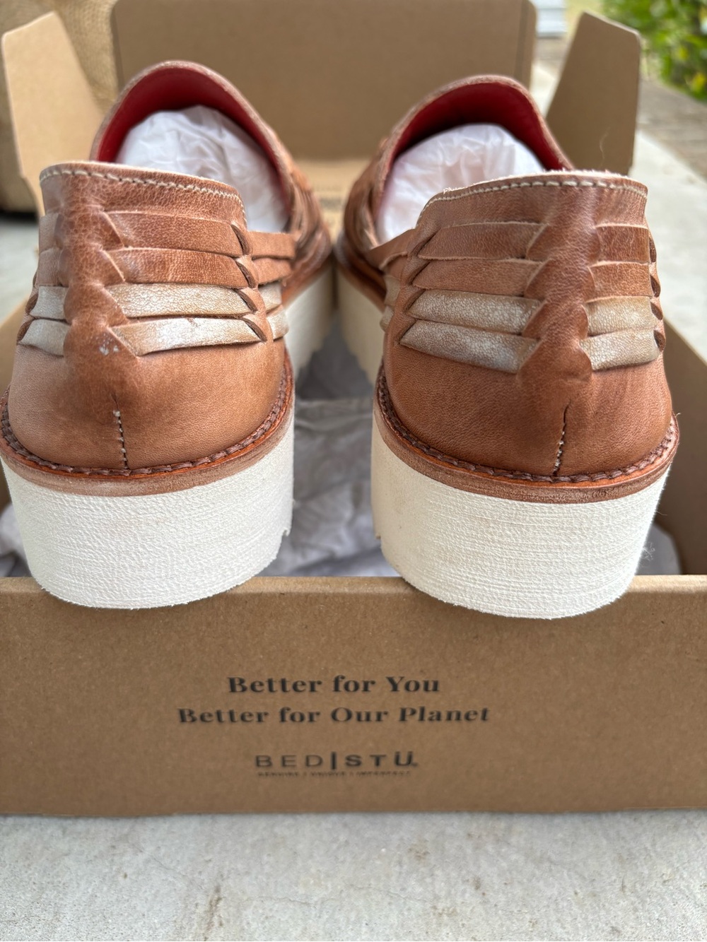 Bed|Stü Lizzie Sandals Woven Leather Platform Huarache Shoes Boho Artisan NIB - Picture 12 of 14